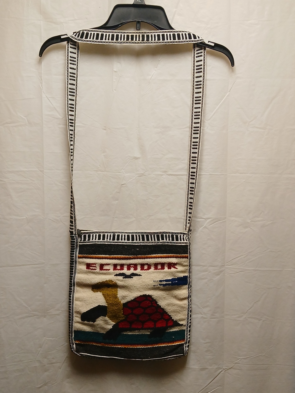 Handwoven Ecuador Turtle Crossbody Bag in White and Multicolor